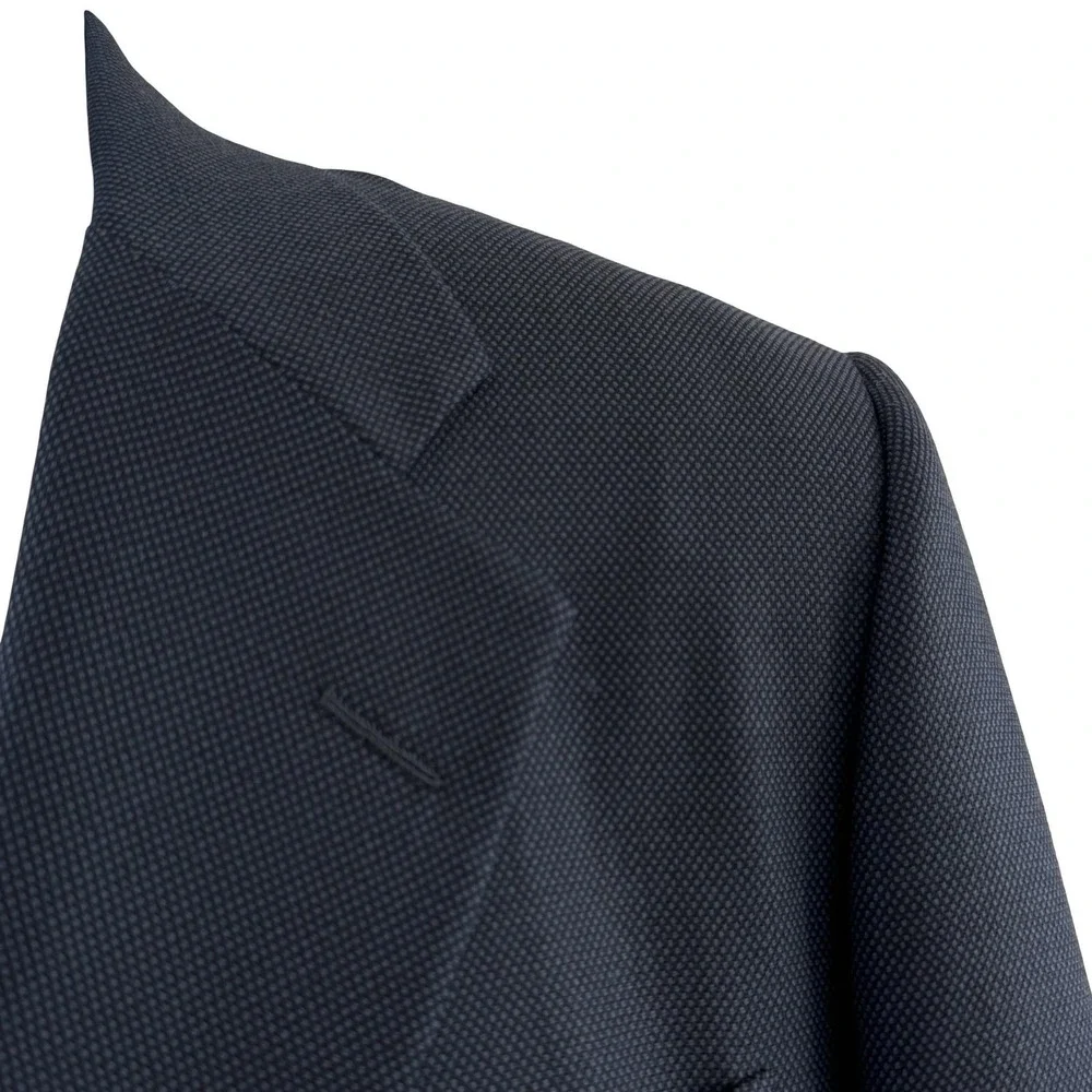 Hickey Freeman Suit Jacket Mens 39R Dark‎ Navy Gray Geometric Canterbury Blazer
